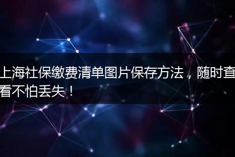 上海社保缴费清单图片保存方法，随时查看不怕丢失！
