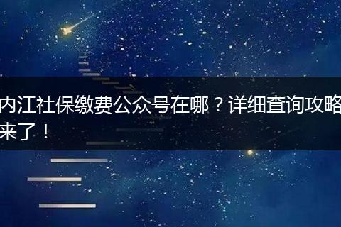 内江社保缴费公众号在哪？详细查询攻略来了！