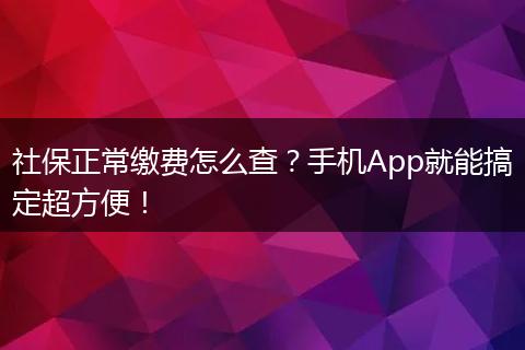 社保正常缴费怎么查？手机App就能搞定超方便！