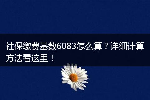 社保缴费基数6083怎么算？详细计算方法看这里！