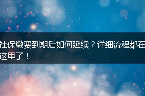 社保缴费到期后如何延续？详细流程都在这里了！