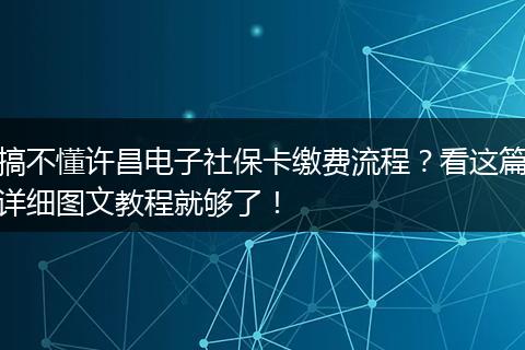 搞不懂许昌电子社保卡缴费流程？看这篇详细图文教程就够了！