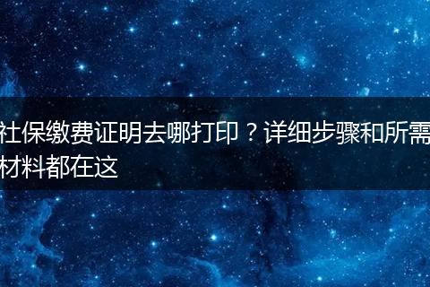 社保缴费证明去哪打印？详细步骤和所需材料都在这