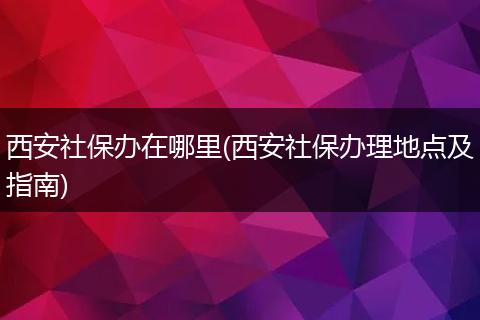 西安社保办在哪里(西安社保办理地点及指南)