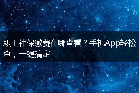 职工社保缴费在哪查看？手机App轻松查，一键搞定！