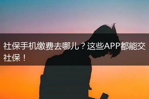 社保手机缴费去哪儿?这些APP都能交社保!
