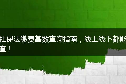 社保法缴费基数查询指南,线上线下都能查!