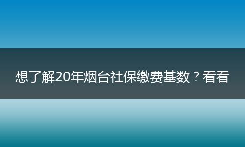 想了解20年烟台社保缴费基数？看看