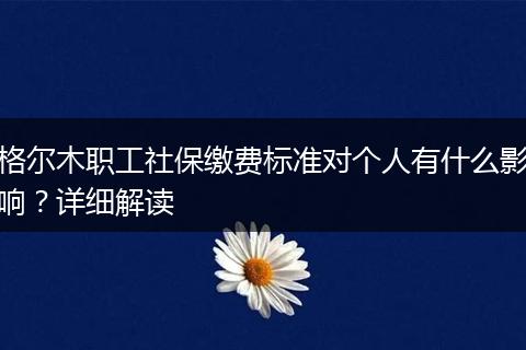格尔木职工社保缴费标准对个人有什么影响?详细解读