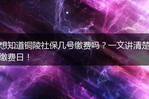 想知道铜陵社保几号缴费吗？一文讲清楚缴费日！