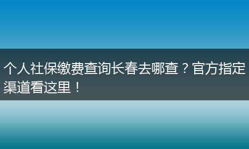 个人社保缴费查询长春去哪查？官方指定渠道看这里！