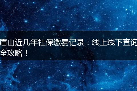 眉山近几年社保缴费记录：线上线下查询全攻略！
