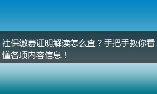社保缴费证明解读怎么查?手把手教你看懂各项内容信息!