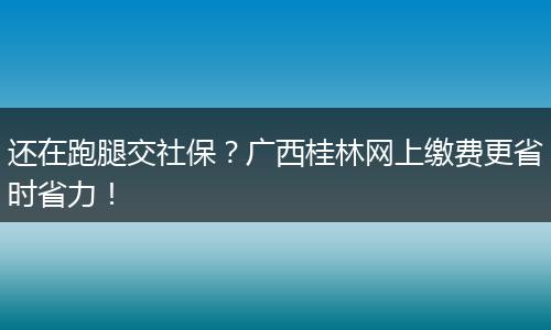 还在跑腿交社保？广西桂林网上缴费更省时省力！