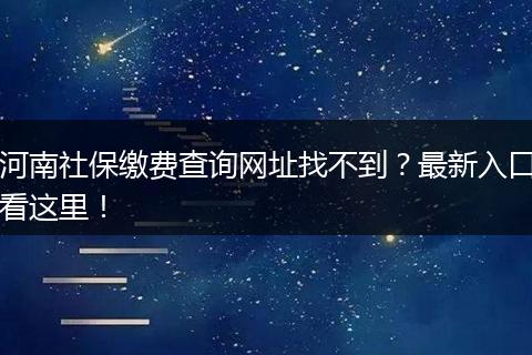河南社保缴费查询网址找不到？最新入口看这里！