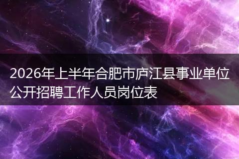 2026年上半年合肥市庐江县事业单位公开招聘工作人员岗位表