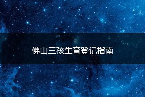 佛山三孩生育登记指南