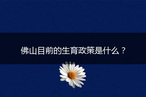 佛山目前的生育政策是什么？