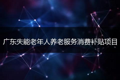 广东失能老年人养老服务消费补贴项目