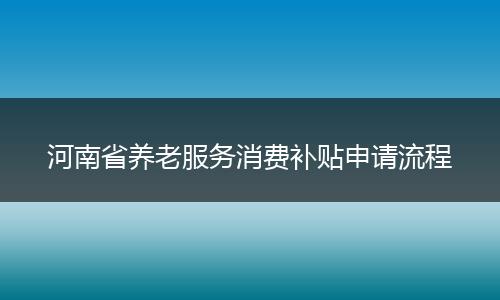 河南省养老服务消费补贴申请流程