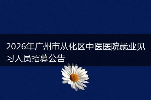 2026年广州市从化区中医医院就业见习人员招募公告