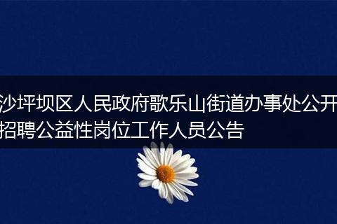 沙坪坝区人民政府歌乐山街道办事处公开招聘公益性岗位工作人员公告