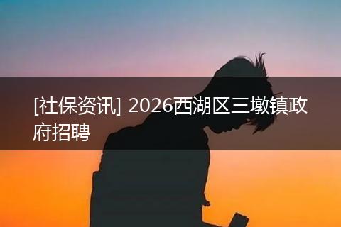 [社保资讯] 2026西湖区三墩镇政府招聘