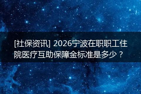 [社保资讯] 2026宁波在职职工住院医疗互助保障金标准是多少？