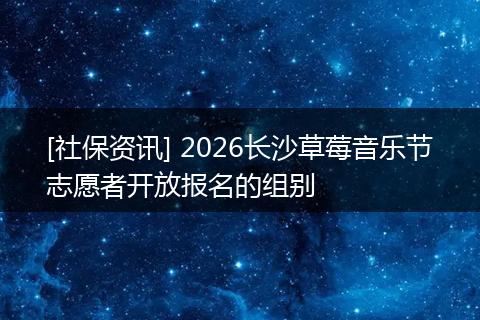 [社保资讯] 2026长沙草莓音乐节志愿者开放报名的组别