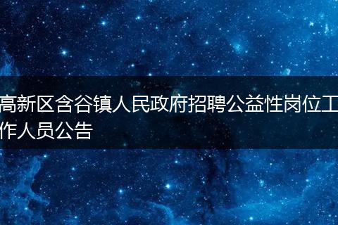 高新区含谷镇人民政府招聘公益性岗位工作人员公告