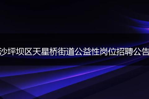 沙坪坝区天星桥街道公益性岗位招聘公告