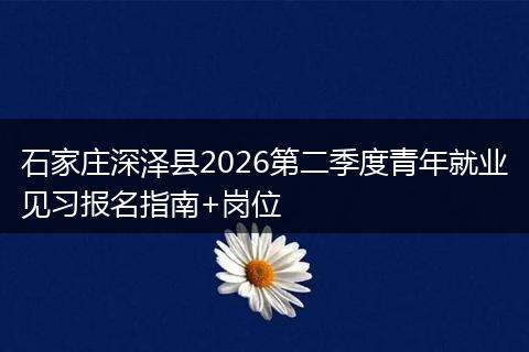 石家庄深泽县2026第二季度青年就业见习报名指南+岗位