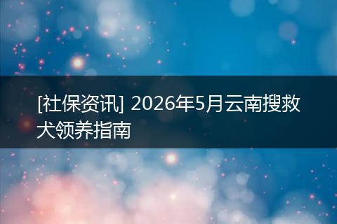 [社保资讯] 2026年5月云南搜救犬领养指南