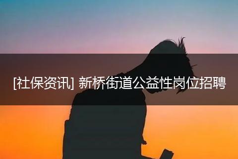 [社保资讯] 新桥街道公益性岗位招聘